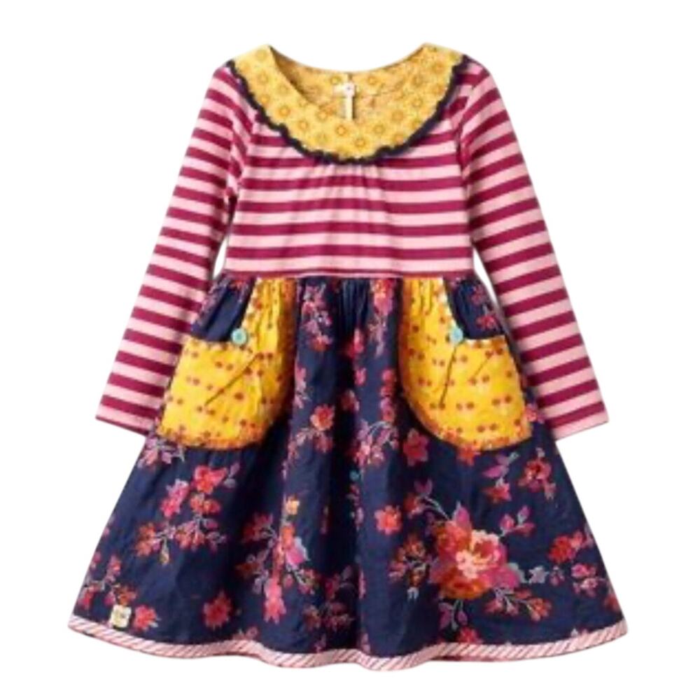 Wildflowers Pink Yellow Floral Dress Girls Size 10 long sleeve